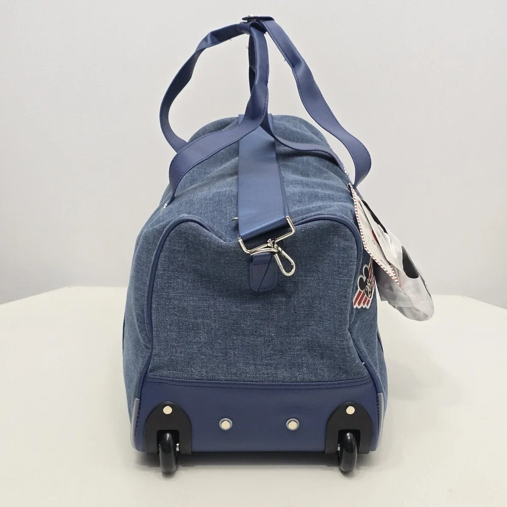 Disney Mickey Mouse Bioworld Wheeled Duffle Bag Set Blue Denim Style